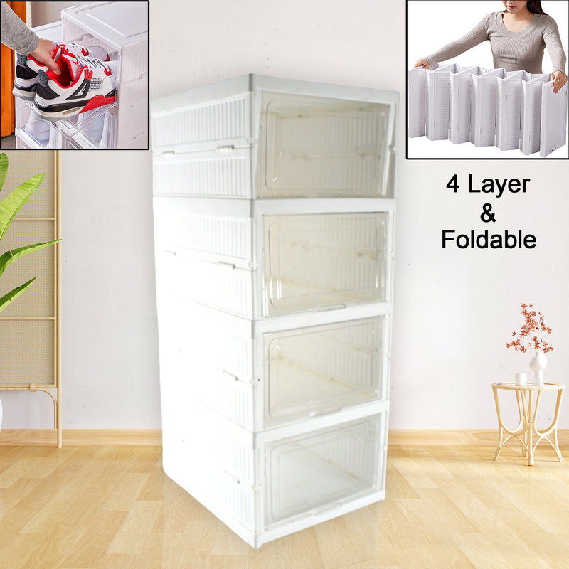 Stackable Multifunctional Storage For Clothes With Foldable Drawer (4 Layer)