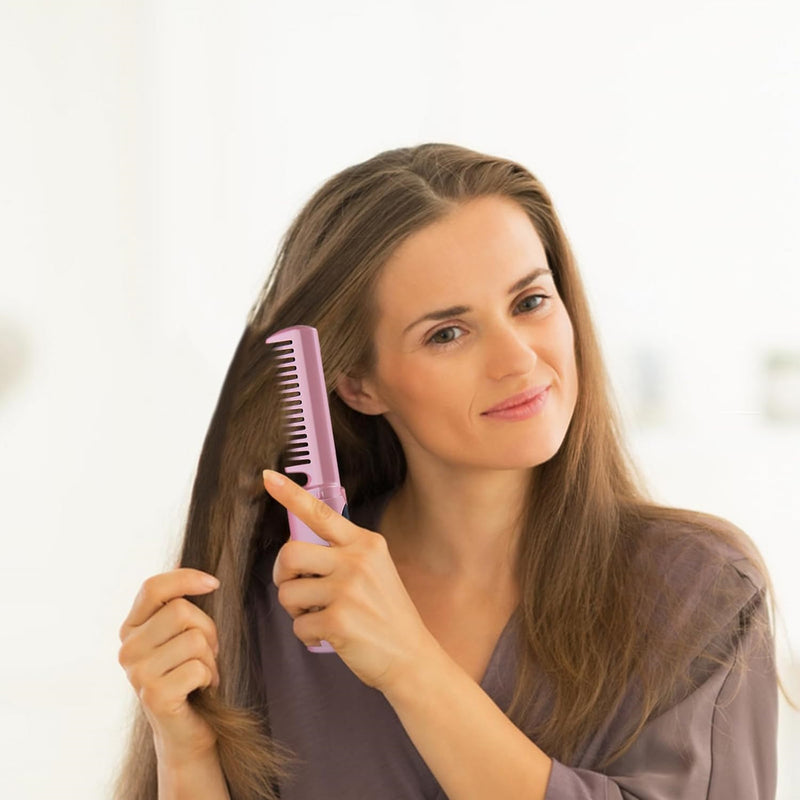 Rechargeable Mini Hair Straightener Travel Portable USB Charging Cordless Hair Straightener Bursh Three Temperature Adjustments Flat Iron Comb