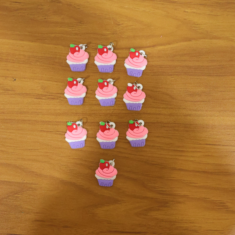 Cute Cupcake Shape Bag Charm Keychain Set (10 Pc)