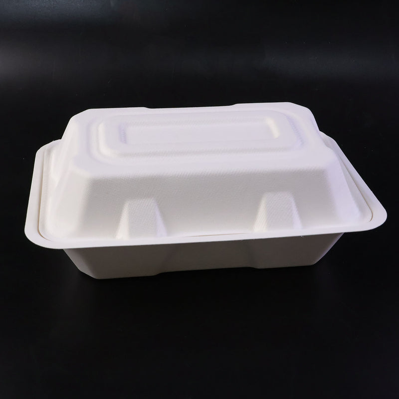 Vegnar Premium Bagasse Clamshell Food Box (10 Pc 9x6 Inch)