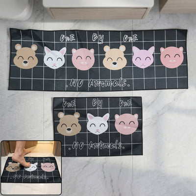 Printed Anti Slip Floor Mat Set (2 Pc 115x40 + 58x40 Cm)