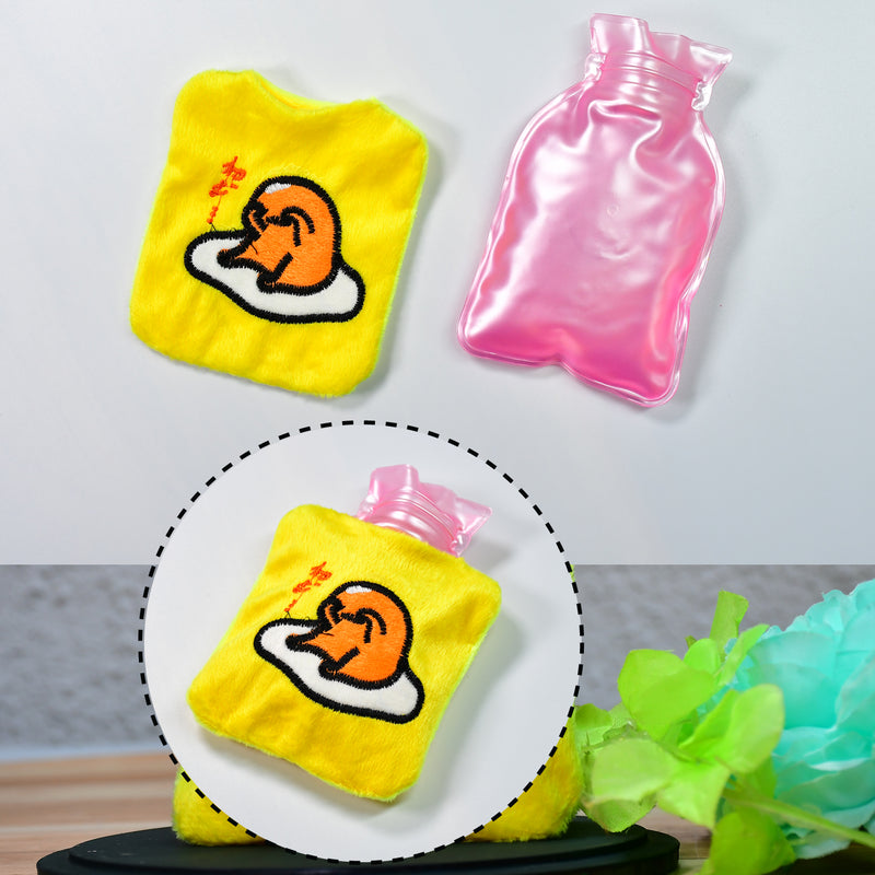 Yellow Duck Head Small Hot Water Bag With Cover For Pain Relief Neck Shoulder Pain And Hand Feet Warmer Menstrual Cramps.