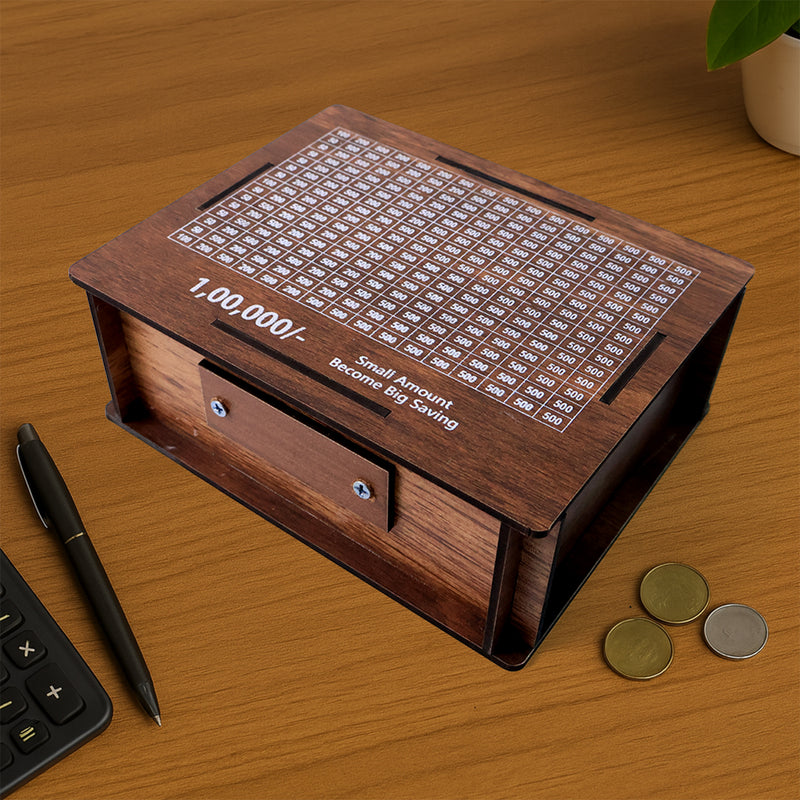 Wooden Money / Piggy Bank Money Box With Marker Pen