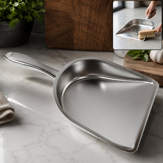 Heavy Duty Metal Dustpan Stainless Steel Dust Pan With Handle (1 Pc)