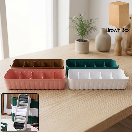 Plastic 5-grid Drawer Organizer Tray For Socks Underwear Ties (4 Pc Set)