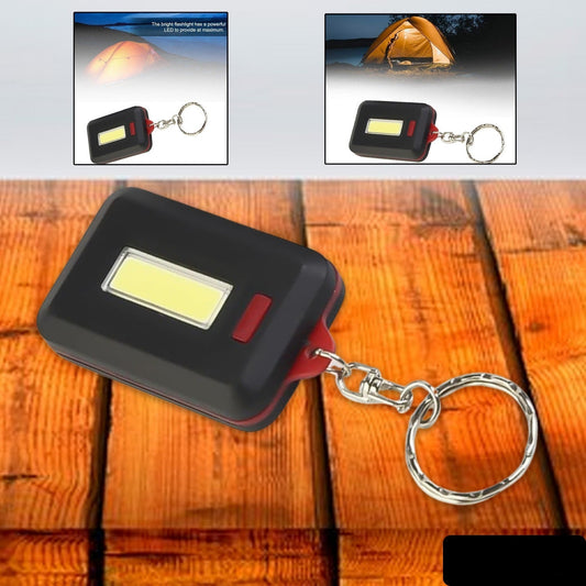 LED Keychain COB Light With Hook & Loop Sticker, 3 Light Modes