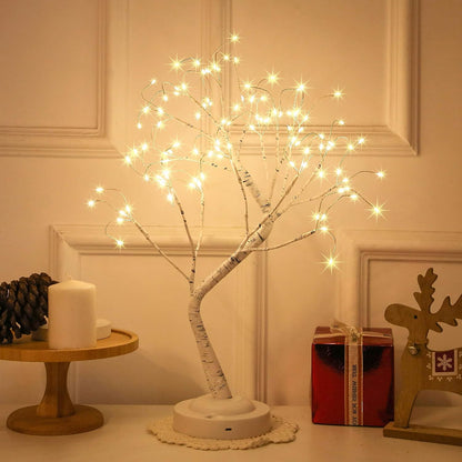 Artificial Tabletop Fairy Tree Lamp, 8 Modes, USB / Battery Operated