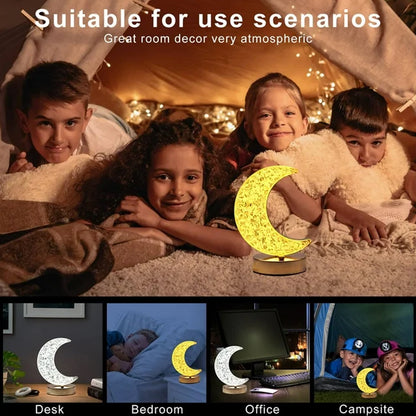 Moon Shape Table Lamp With 3 Colours, Touch Control & USB Charging