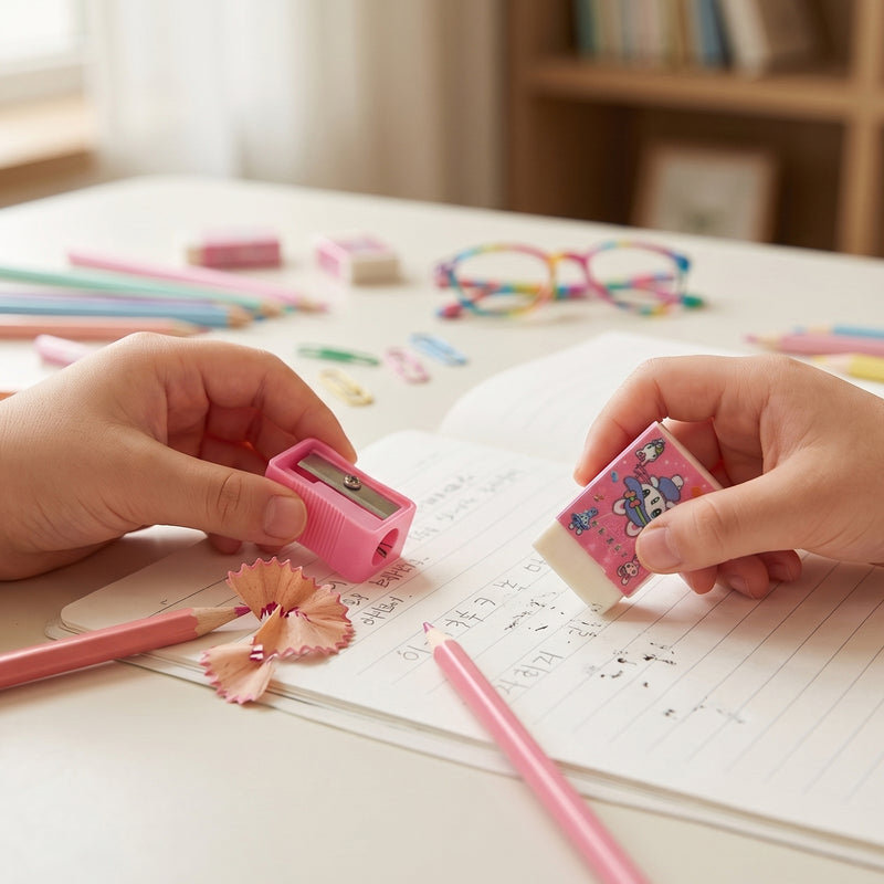 Kids School Stationery Kit  5 In 1 Cute Cartoon Set With Flexible Pencils