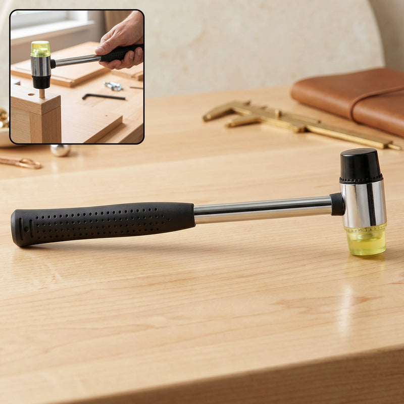 Double Head Rubber Hammer Soft Mallet With Steel Handle Non Slip Grip (1 Pc)