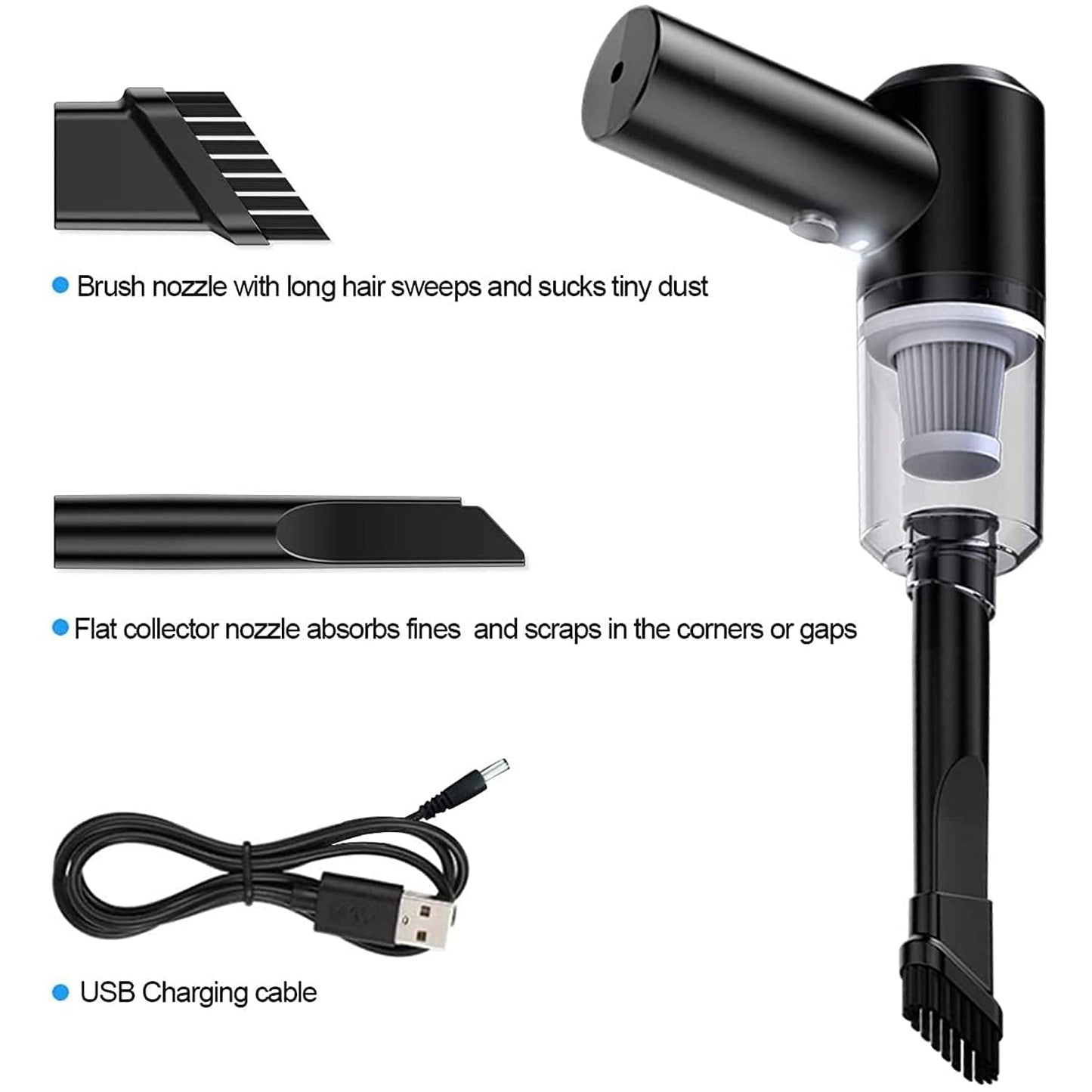 2 In 1 Vacuum Cleaner, Handheld Wireless, Portable USB Rechargeable