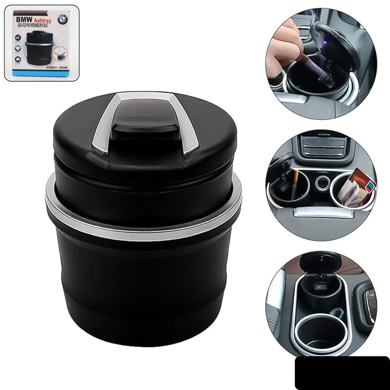 Portable Car Ashtray With Lid & Blue LED Light