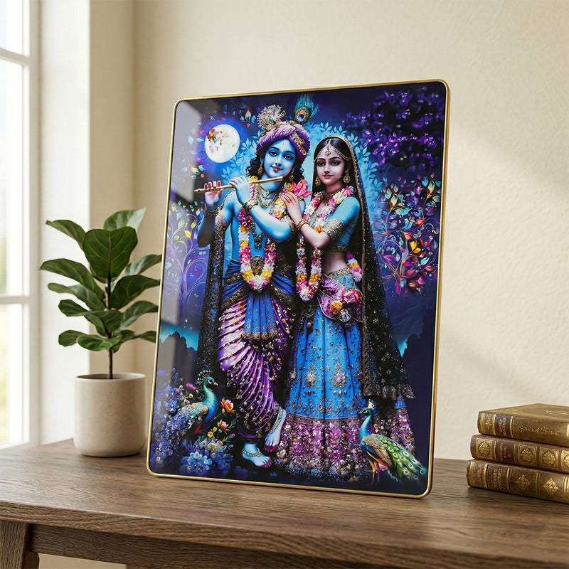 Divine Radha Krishna Moonlight Artistic Wall Frame (1 Pc 60x45 Cm)