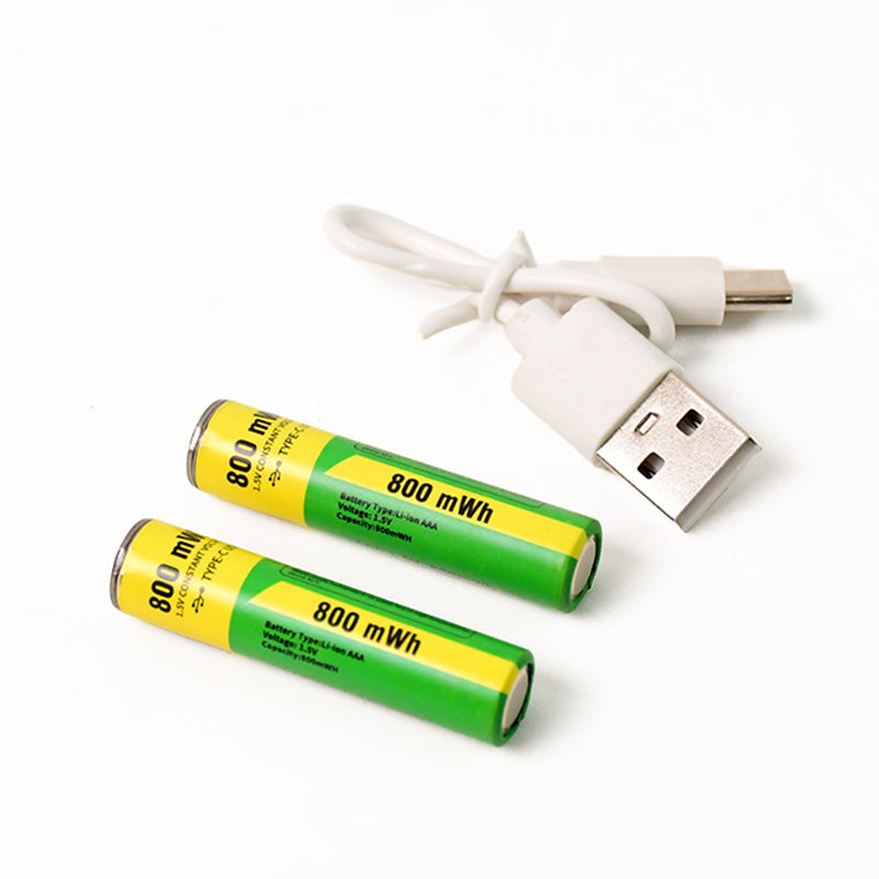 Rechargeable AAA Batteries With Recharging Cable (2 Batteries / 800 mAh)