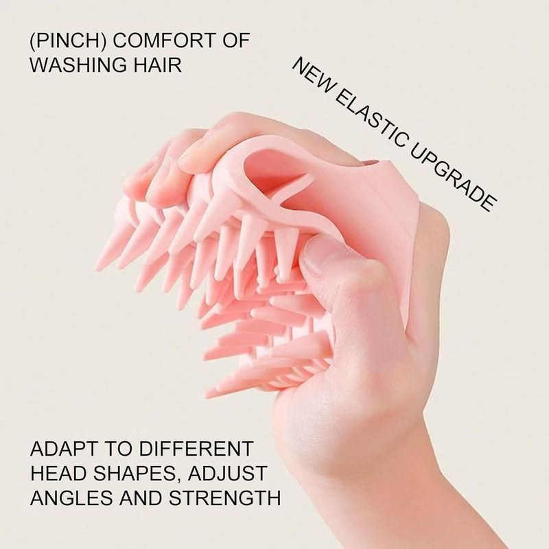 Scalp Massager Shampoo Brush Soft Silicone Hair Washing Comb With Handle