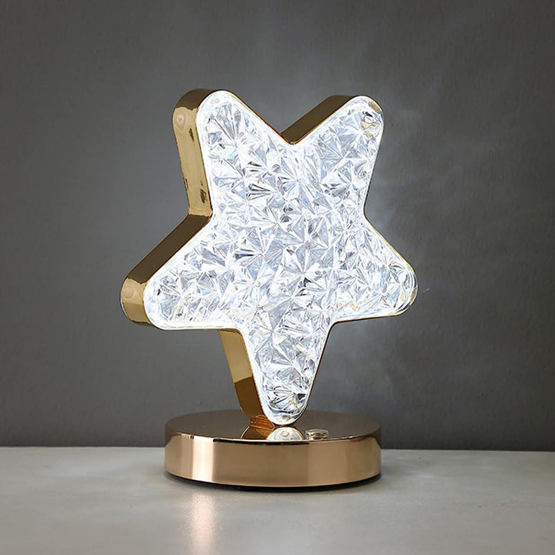 Star Shape Crystal Diamond Lamp, Rechargeable, 3-way Dimmable & Touch Control