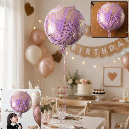 Round Marble Design Foil Balloon For Party Decoration (1 Pc)