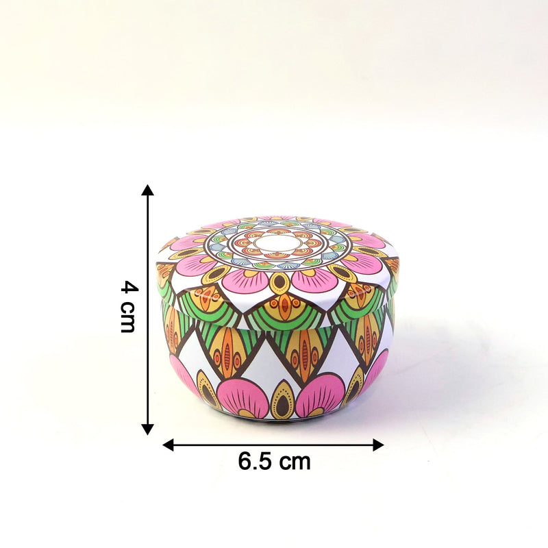Premium Decorative Mandala Printed Metal Candle Container (1 Pc)