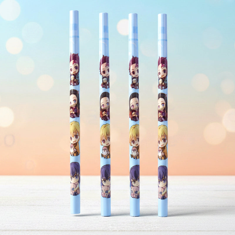 Cartoon Printed Pencil Set For Kids  Cute School Writing Pencils (4 Pc)