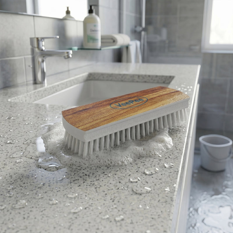 Veepee Cloth Washing And Cleaning Scrub Brush (1 Pc)  Heavy-duty Bristles With Wooden Finish Handle