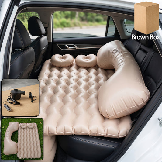 Car Air Mattress Bed Set With Inflatable Pillows And Air Pump For Comfortable Travel Sleeping (1 Set)