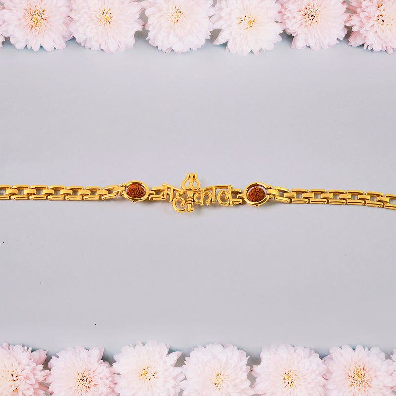 Mahakal Trishul Design  Rudraksh Beads Bracelet Rakhi