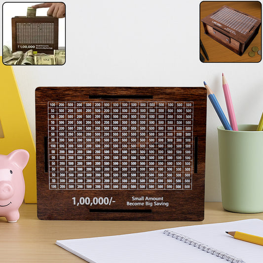 Wooden Money / Piggy Bank Money Box With Marker Pen