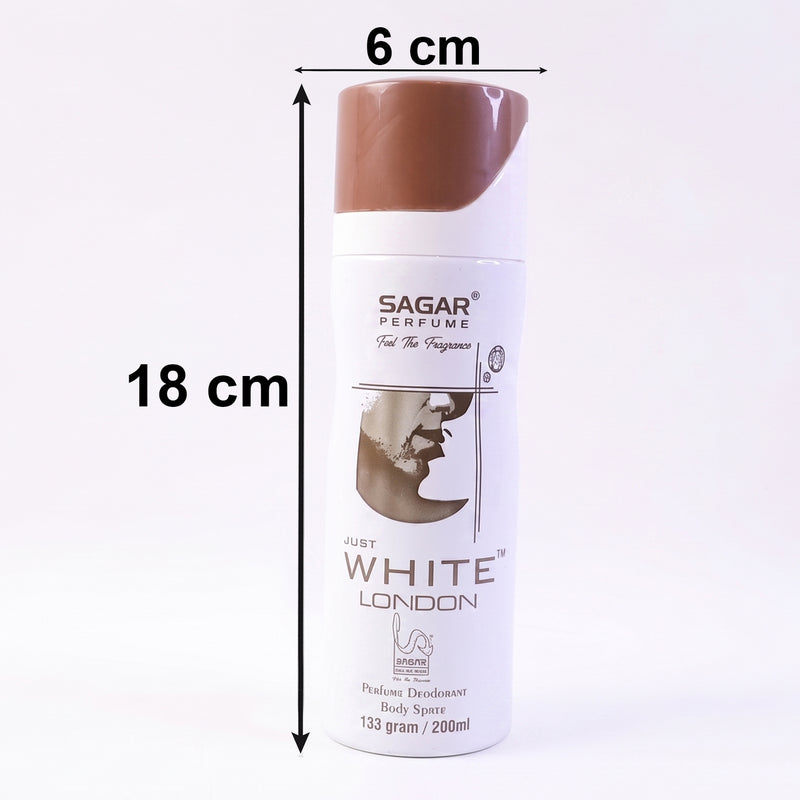 Sagar Just White London Perfume Body Spray Deodorant For Men (200 Ml)