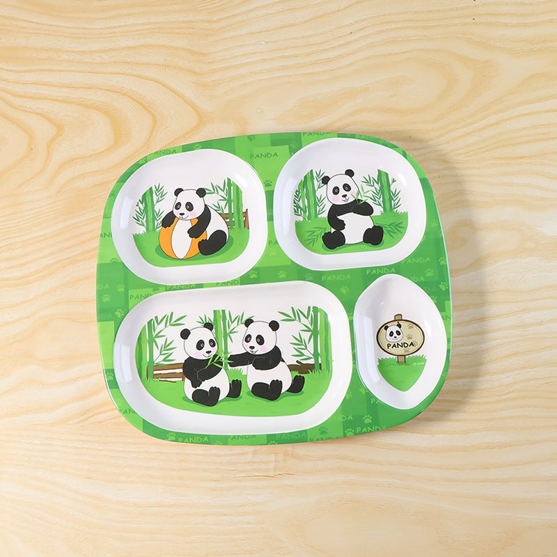 Kids 4-Compartment Melamine Partition Plate (1 Pc / 24×22 Cm)