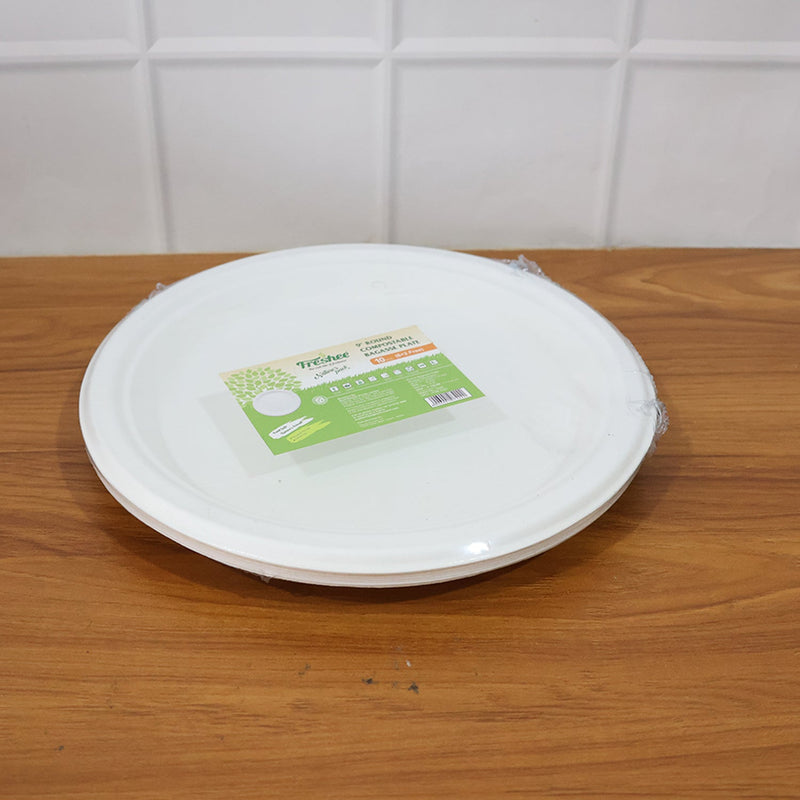 Freshee 9 Inch Compostable Bagasse Plate (10 Pc)