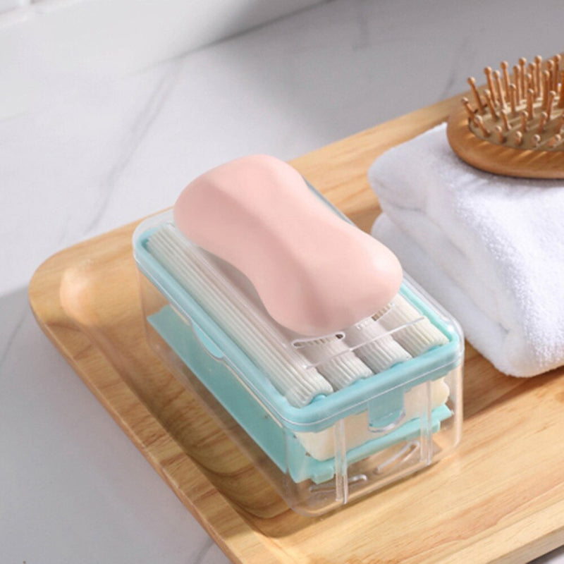 2-in-1 Portable Soap Dish / Soap Dispenser With Roller And Drain Holes