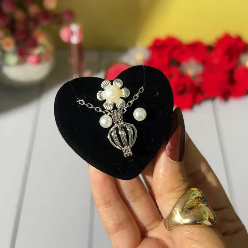 💖 Love Pearl Necklace Set – Premium Edition (With Gift Box)