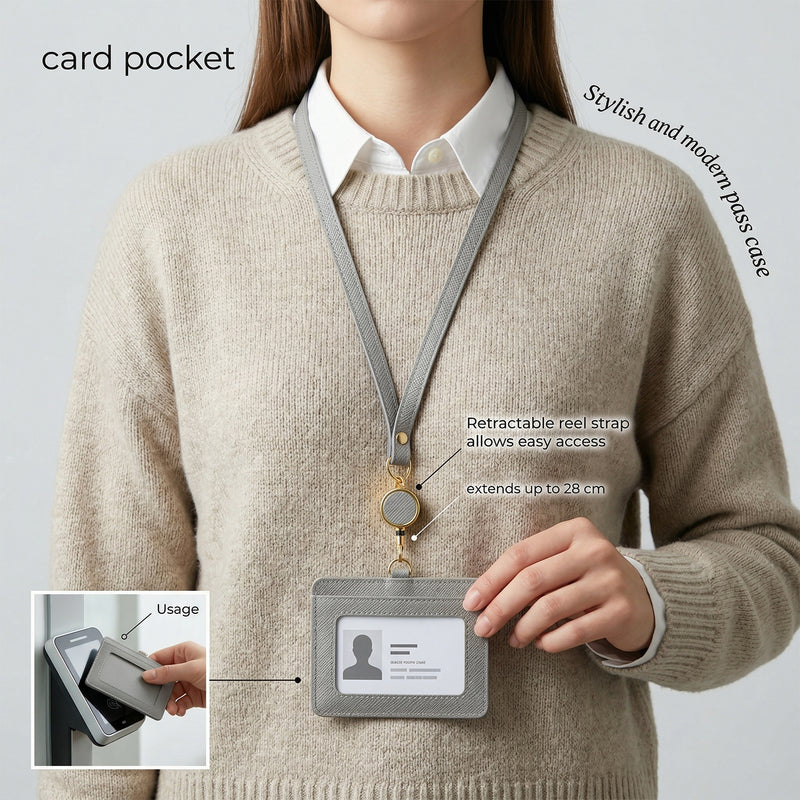 Premium Id Card Holder With Adjustable Neck Strap (1 Pc)