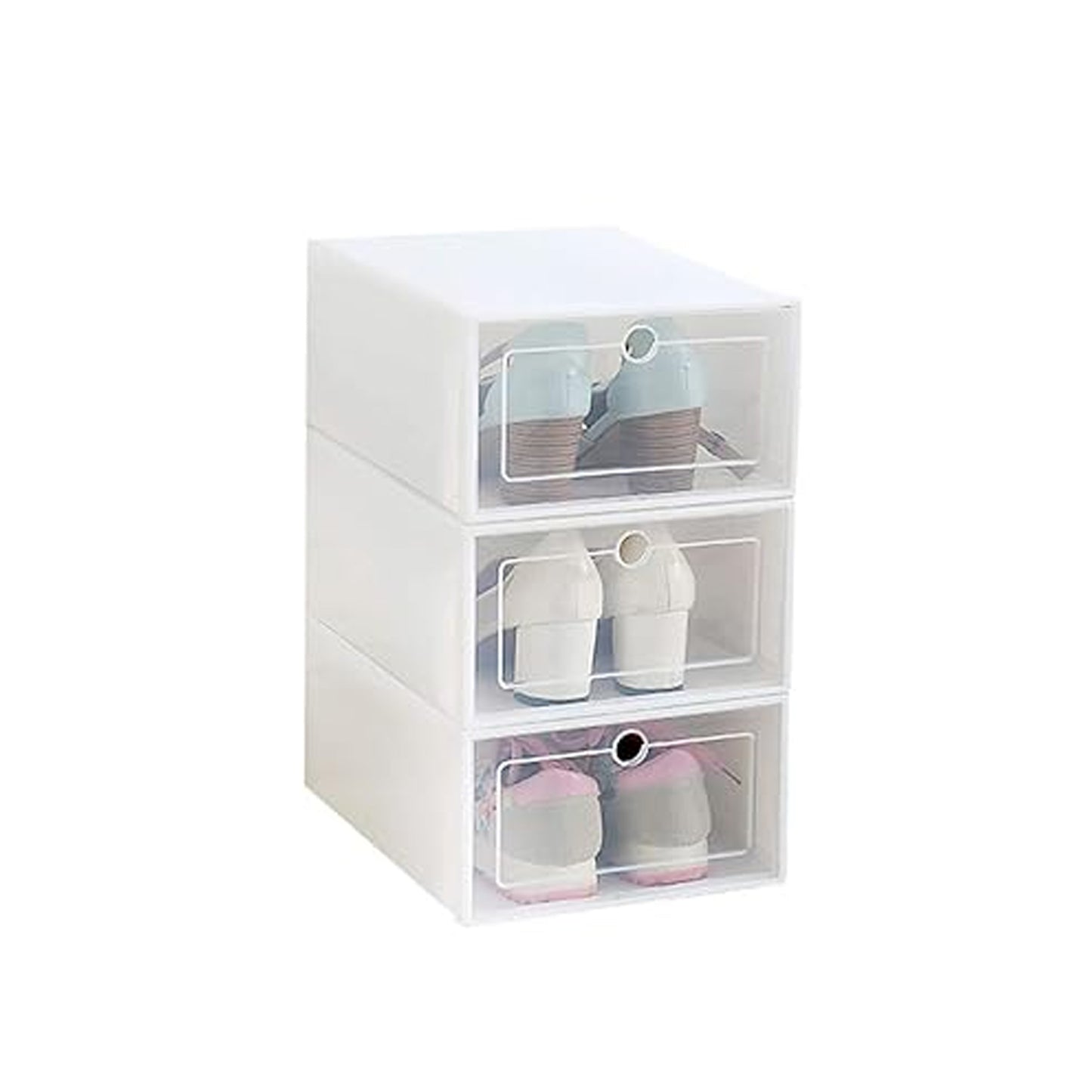 Transparent Shoes Storage Box Plastic Stackable (1 Set / 3 Layer)
