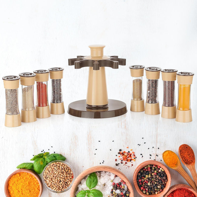 360 Revolving Spice Rack For Kitchen And Dining Table, 8 Spice Jars