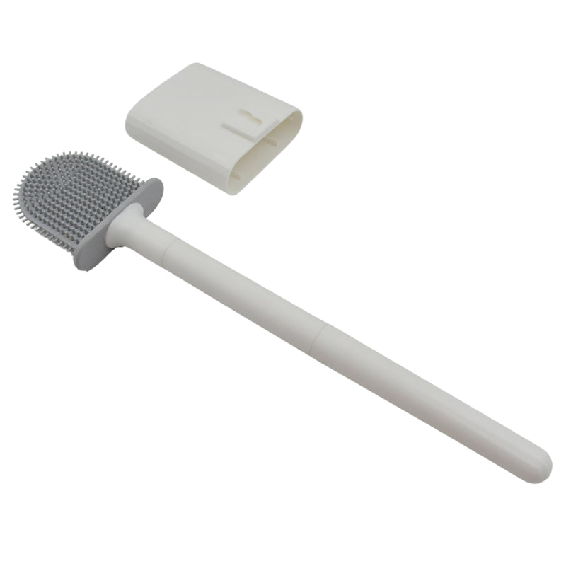 Portable Silicone Toilet Brush With Holder & Non-slip Long Handle