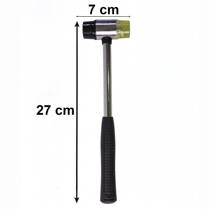 Double Head Rubber Hammer Soft Mallet With Steel Handle Non Slip Grip (1 Pc)
