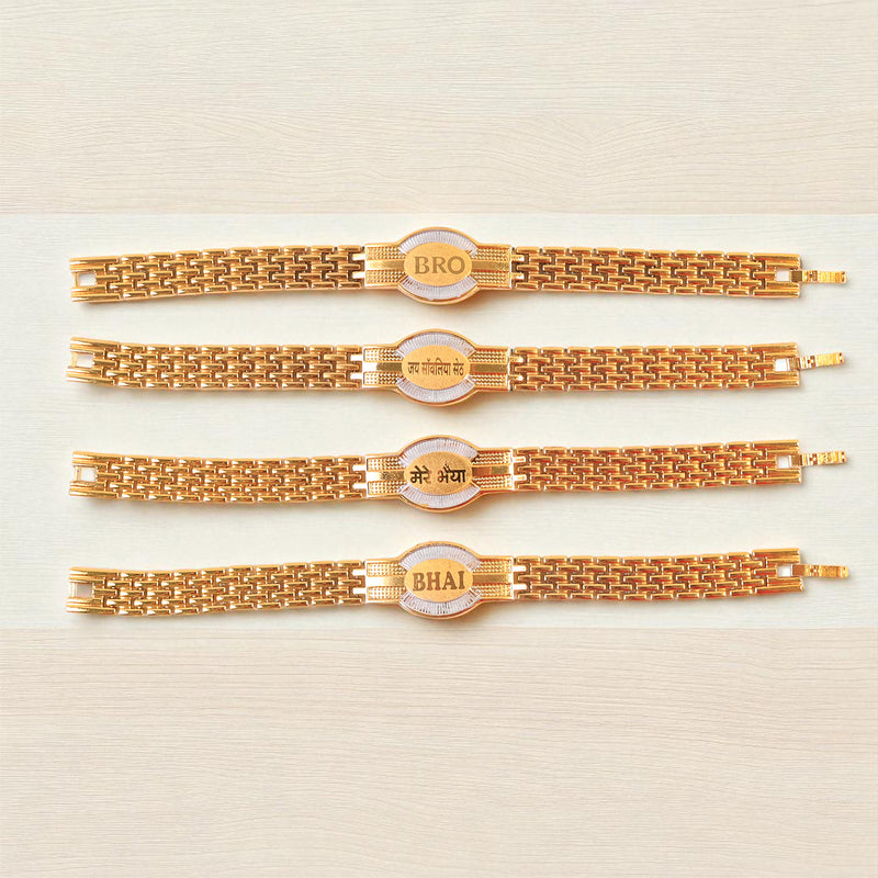 Rakhi Bracelet For Brother Metal Chain Style Rakhi With Mixed Designs (1 Pc)