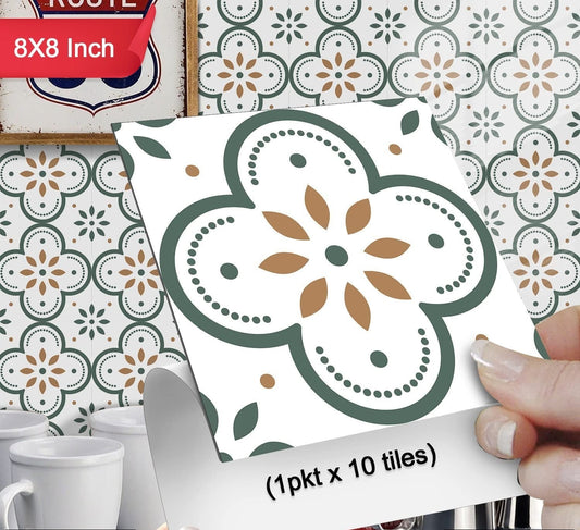 Backsplash Sticker For Kitchen / Bathroom, Detachable & Waterproof (8x8 Inch / 10 Pcs Set)