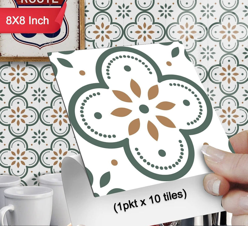 Backsplash Sticker For Kitchen / Bathroom, Detachable & Waterproof (8x8 Inch / 10 Pcs Set)