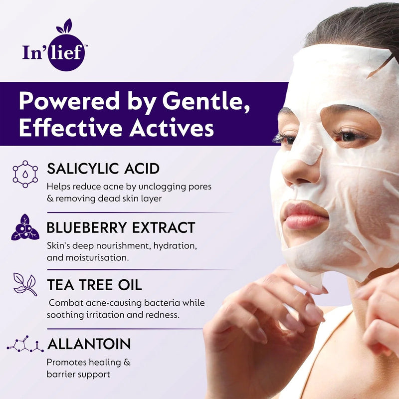 In’lief Salicylic Acid 1% Clarifying & Pore-Refining Facial Sheet Mask (1 Pc)