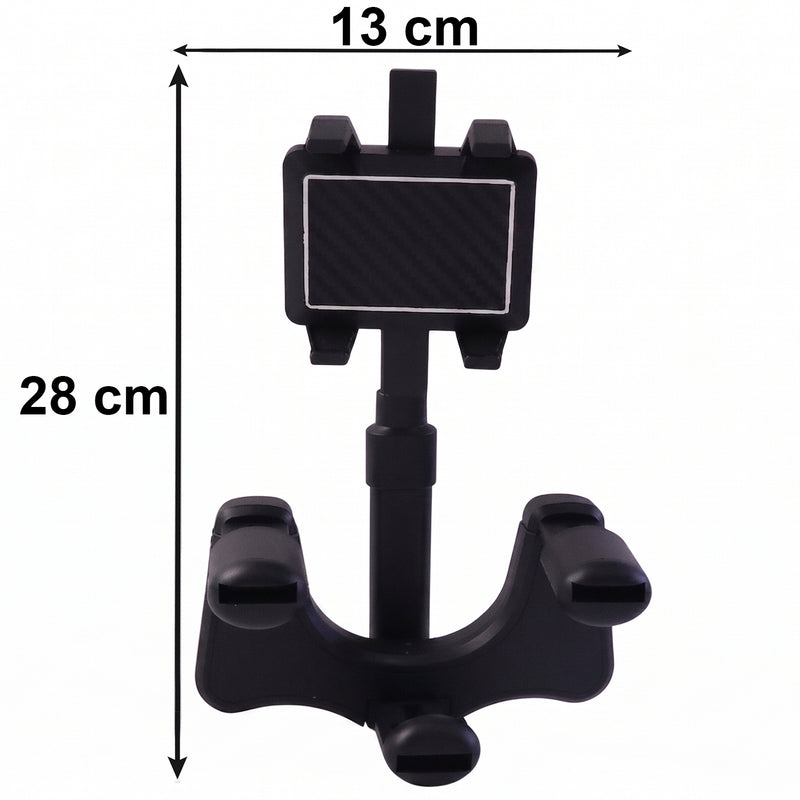 360 Degree Car Rear View Mirror Mobile Phone Holder  Adjustable  Secure Fit