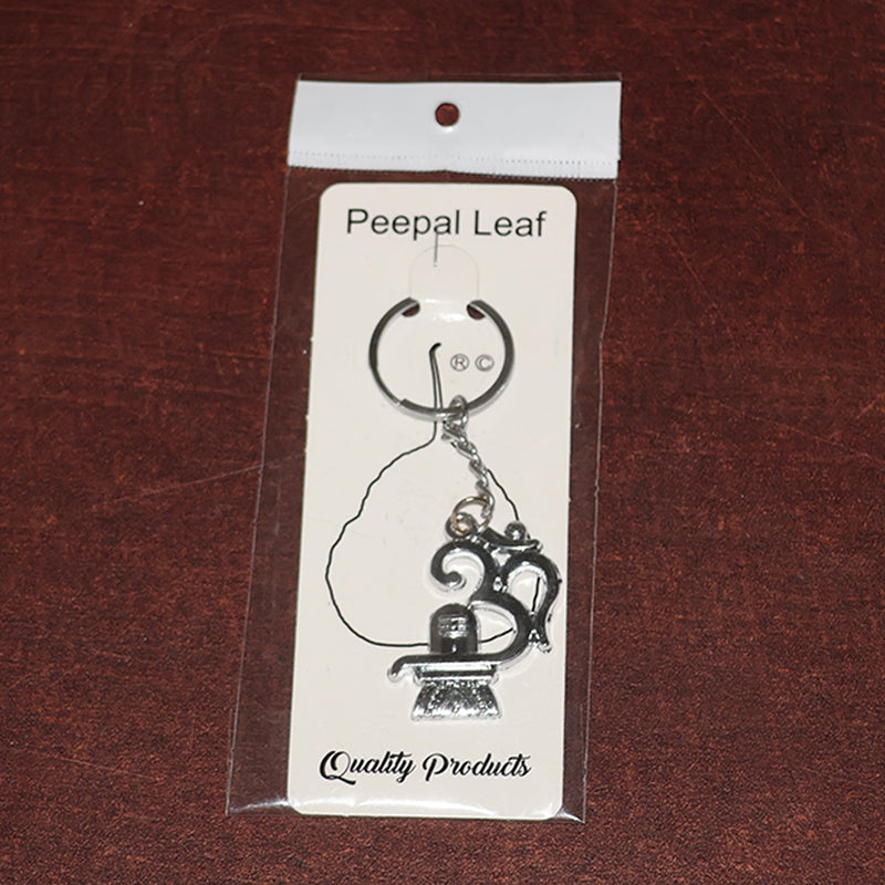 Om with Shivling Metal Keychain (1 Pc)