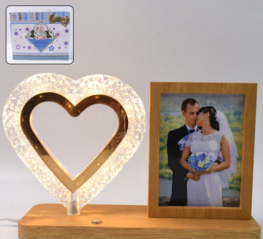 Heart Shape Crystal LED Night Lamp & Photo Frame
