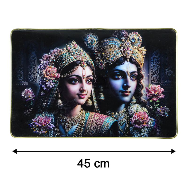 Premium Decorative Radha Krishna Wall Painting Frame 45x30 Cm (1 Pc)