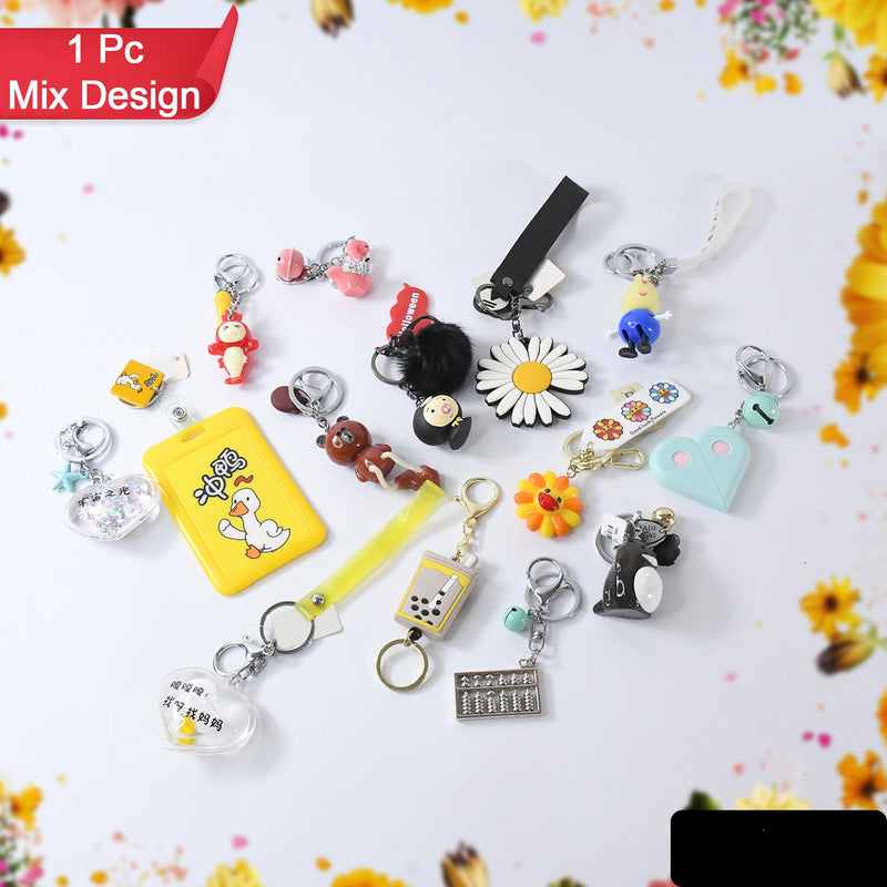 Mix Design  Size Keychain - Durable  Stylish Accessory (1 Pc / Mix Colour)