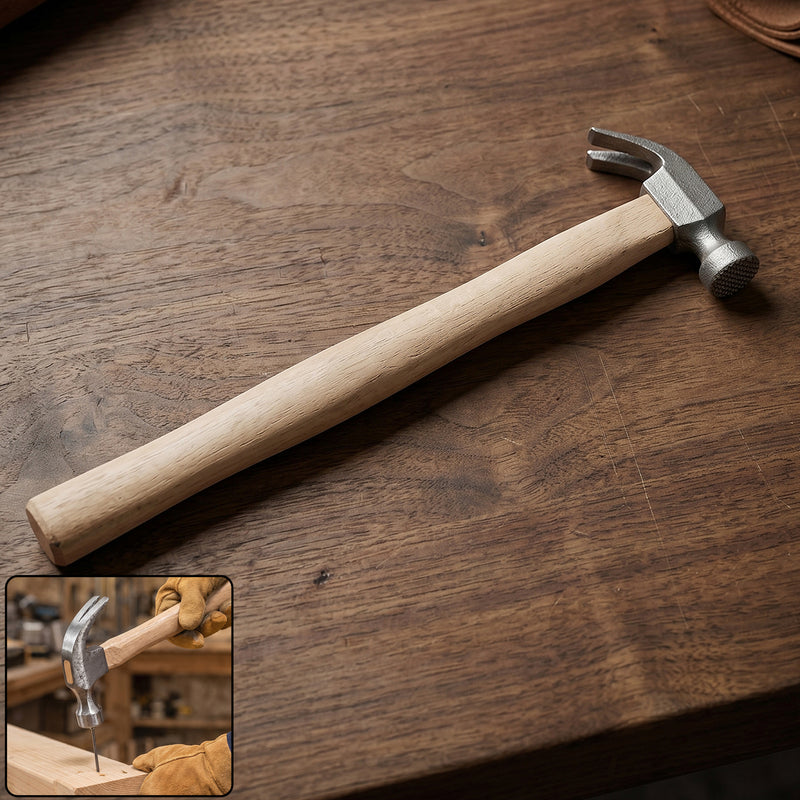 Wooden Handle Claw Hammer Heavy Duty Steel Head Hammer For Nails Carpentry (1 Pc)