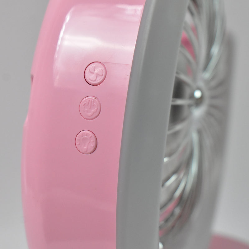 Portable Desktop Fan With LED Light, USB Rechargeable