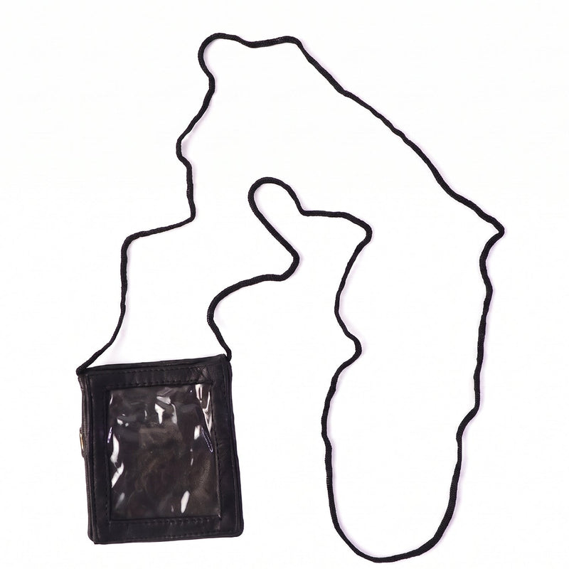 Leather Neck Wallet  Convenient Id  Card Holder With Lanyard