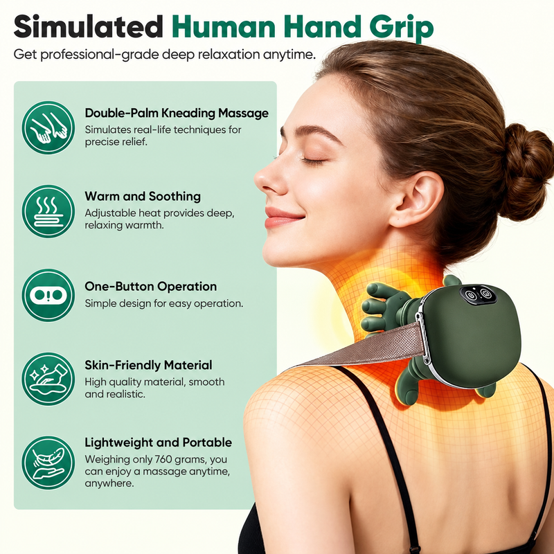 Shoulder and Neck Massager, Wireless Simulated- Heated Hand Massager